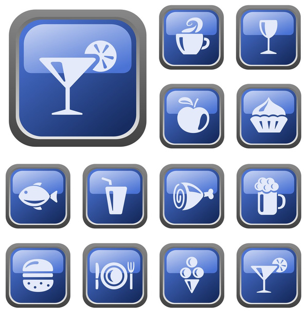 Food and drinks buttons - Vetor, Imagem