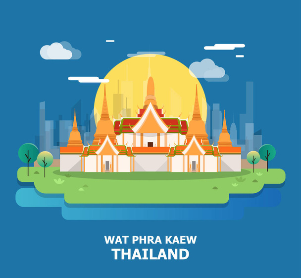 Wat Phra Kaew gyönyörű templom Thaiföld vektor- és illustrati - Vektor, kép
