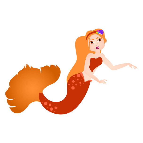 Mermaid cartoon character. Fantasy creature - Vektör, Görsel