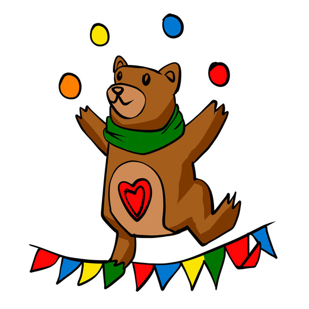 Giocoliere dell'orso dei cartoni animati. illustrazione
 - Foto, immagini