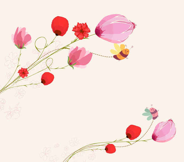 Blooming spring flowers, springtime - Wektor, obraz