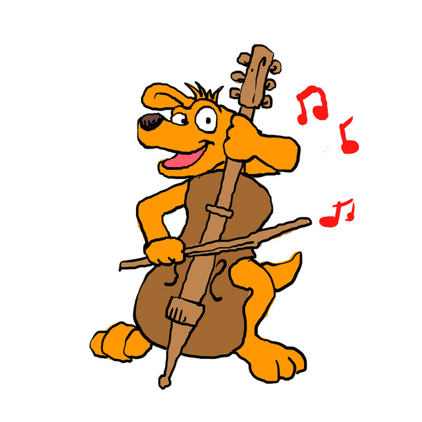 Perro tocando violonchelo. ilustración
 - Foto, Imagen