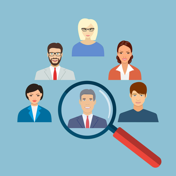 Human resources management select employee - Vector, Image