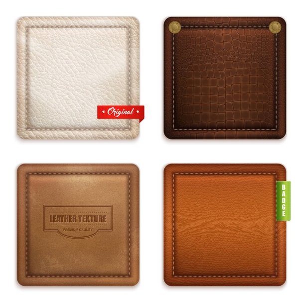 Realistic Genuine Leather Texture  Set - Vector, Image