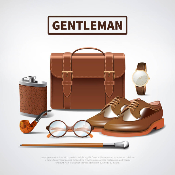 Gentleman Accessories Realistic Set - Vector, Image