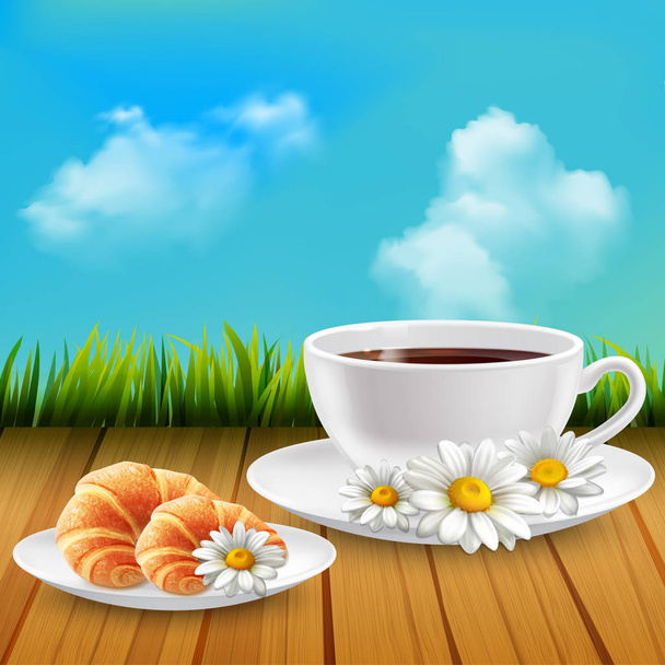 Daisy Realistic Breakfast Composition  - Vector, Image