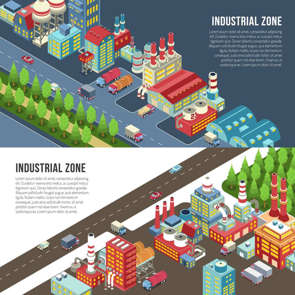 Industrial Zone Horizontal Banners - Vector, Image