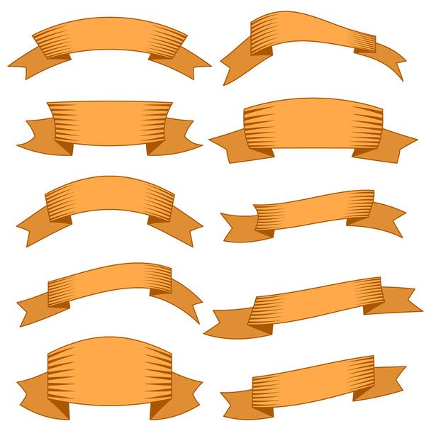 Σύνολο δέκα πορτοκαλί κορδέλες και πανό για το σχεδιασμό ιστοσελίδων - Διάνυσμα, εικόνα