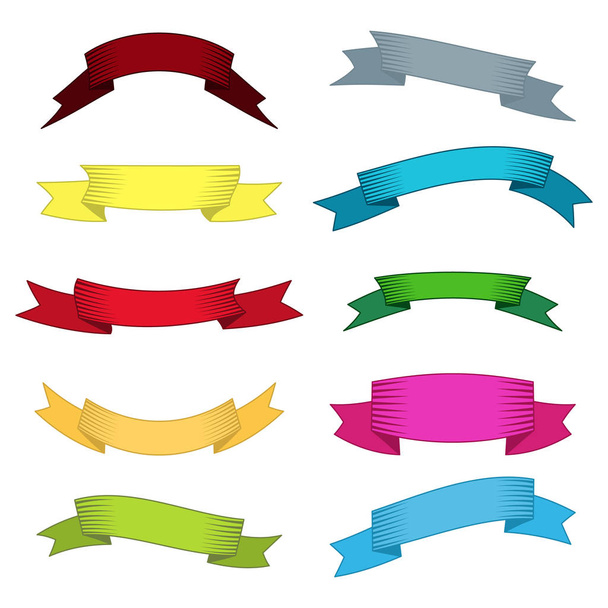 Set of ten multicolor ribbons and banners for web design - Vecteur, image