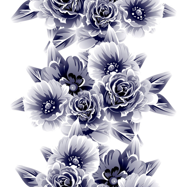 modello di fiore ornato stile vintage senza soluzione di continuità. elementi floreali in contorno - Vettoriali, immagini