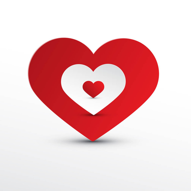 Vector Heart Icons. Red and White Paper Cut Hearts. - Vector, afbeelding