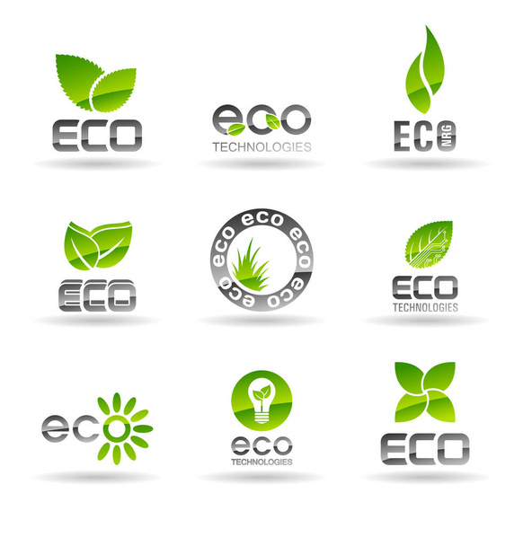 Eco food, organic bio products, eco friendly, vegan icons and ecology symbols. Set of vector logo design elements, badges, labels and logotype templates for your business - Vetor, Imagem