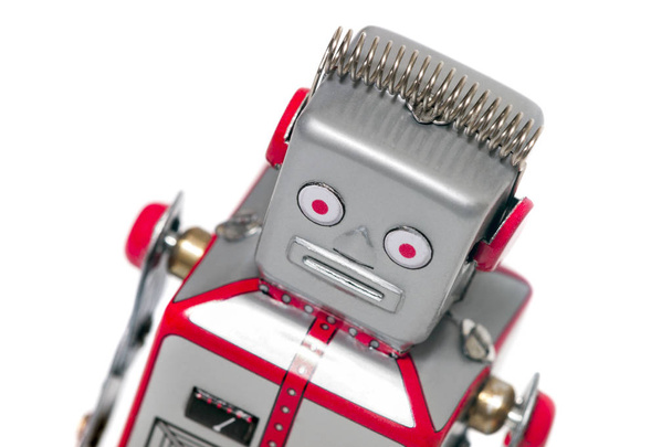 Ročník cínový robot hračka izolované na bílém pozadí. - Fotografie, Obrázek