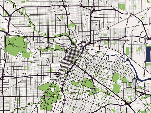 Карта міста Х'юстон, американському штаті Техас, США - Вектор, зображення