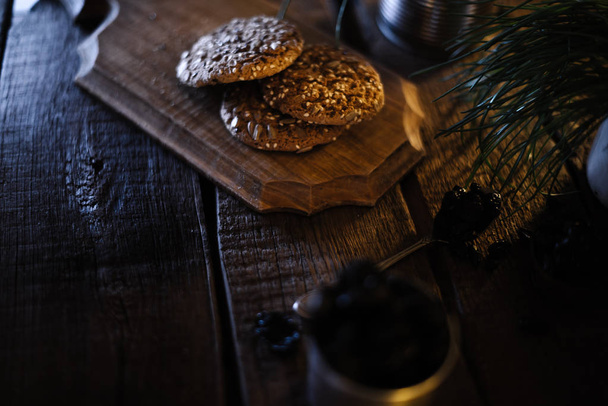 Homemade cookies on a wooden old background. - Zdjęcie, obraz