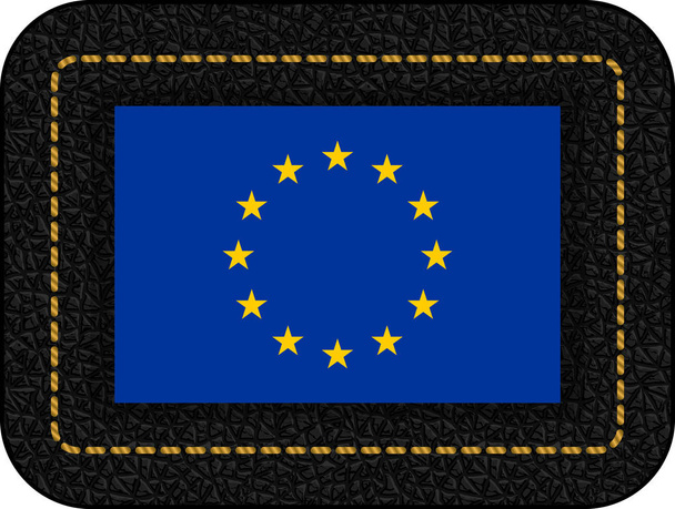 Bandeira da União Europeia. Ícone de vetor em fundo de couro preto
 - Vetor, Imagem