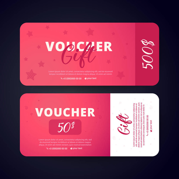 Gift voucher template. Flat style vector illustration. - Vector, Image