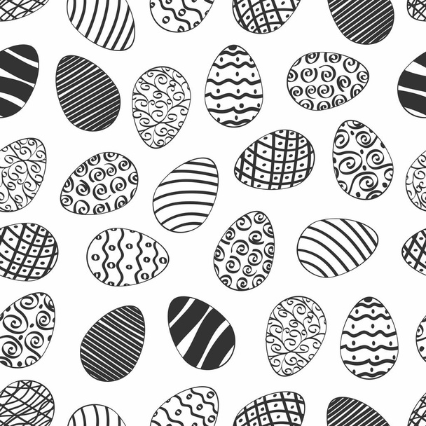 Seamless pattern of easter eggs on light blue background vector  - Vettoriali, immagini