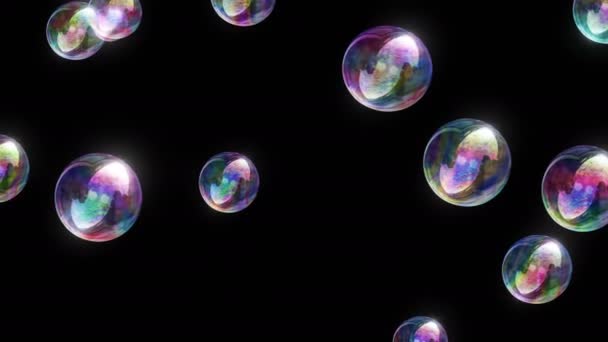 Soap Bubbles 4k // 4k Colorful Fun Video Background Loop. Soap Bubbles. Lots of them. Rendered in front of a black background, so this video loop can easily be used in conjunction with a projector. - Footage, Video
