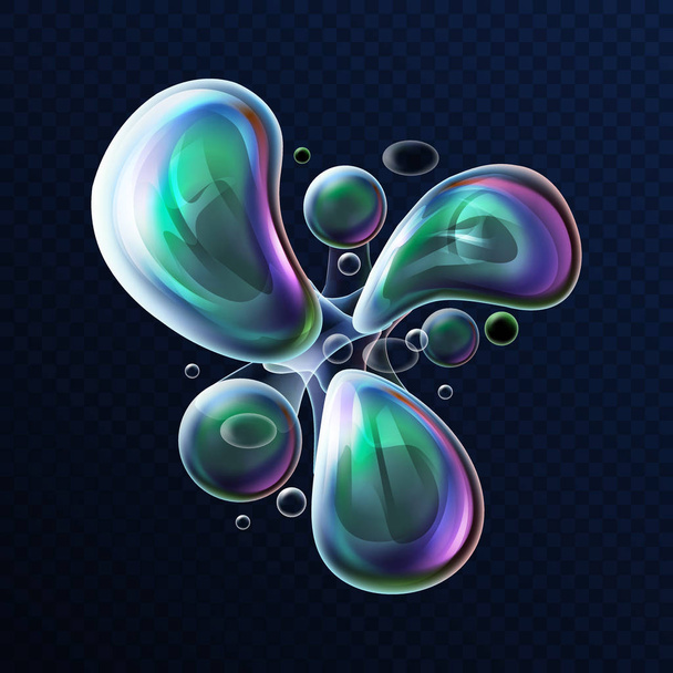Abstract 3d realistic sleek soap bubbles - Vettoriali, immagini