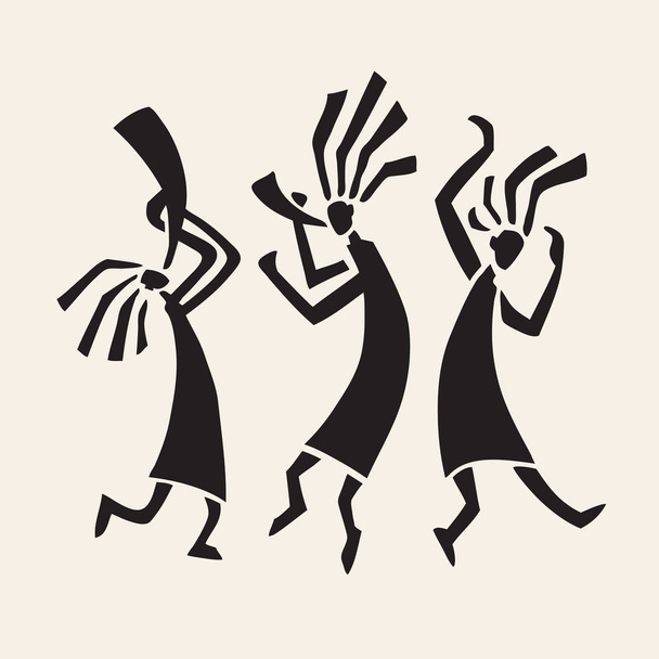 Silhouette of musicians and dancers - Vector, Image