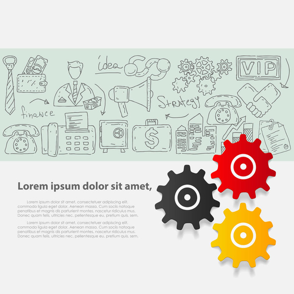 Vector business set template with hand drawn illustrations and branding elements. Flyer design doodles icons. - Vetor, Imagem