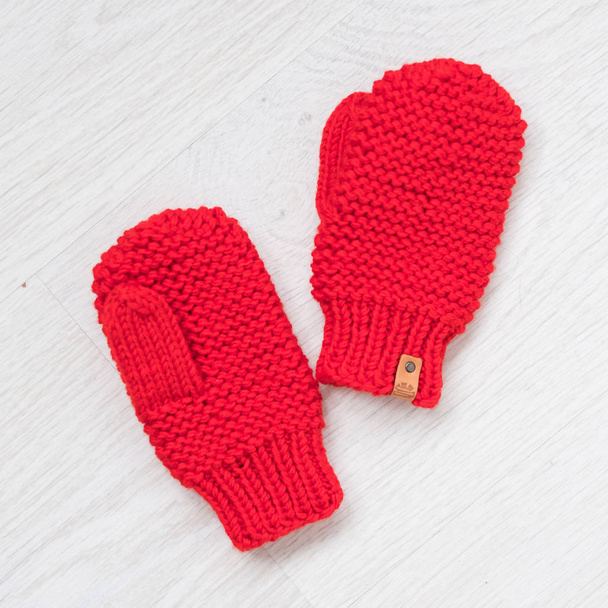 cozy knitted winter mittens - Photo, Image