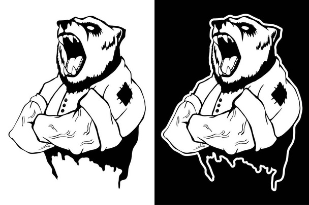 Illustration vectorielle isolée un ours sauvage fort...
 - Vecteur, image