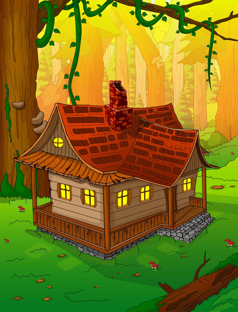 Pohádkový dům v lese. Vektorové ilustrace - Vektor, obrázek