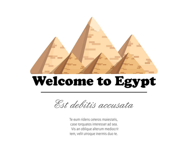 Giza Pyramide komplexe ägyptische Pyramiden tagsüber Wunder der Welt große Pyramide Giza Vektor Illustration auf weißem Hintergrund mit Platz für Ihren Text - Vektor, Bild