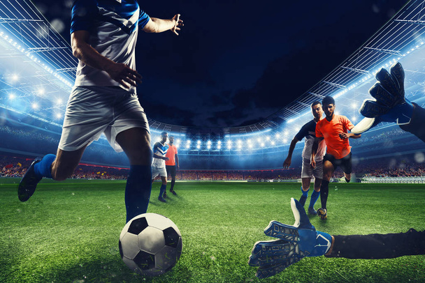 Escena de fútbol con jugadores de fútbol competidores en el estadio - Foto, Imagen