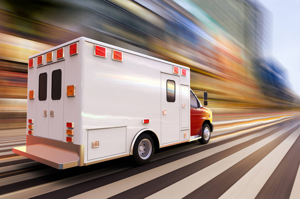 3D rendering of an ambulance at high speed - Photo, Image