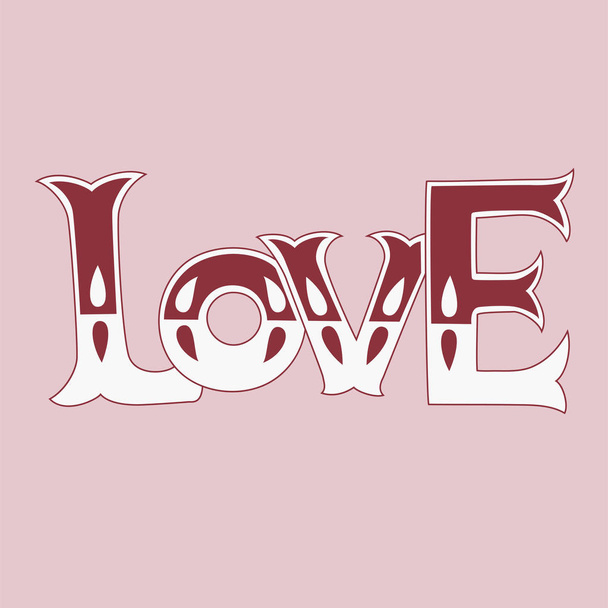 Ręka szkic miłości tekst jako szczęśliwy Valentine's Day logotyp, ikona. Pocztówka romantyczny cytat, kartki, zaproszenia, szablon transparent. Ilustracja wektorowa Eps10. - Wektor, obraz
