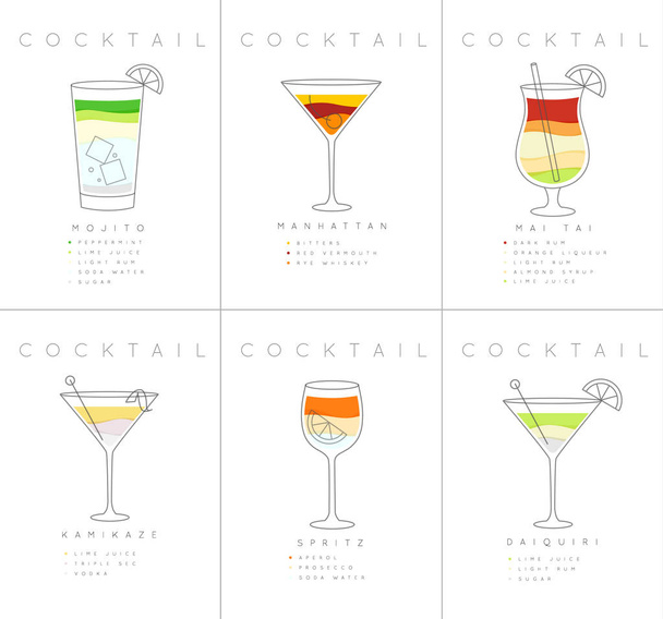 Poster cocktails Mojito - Vektör, Görsel