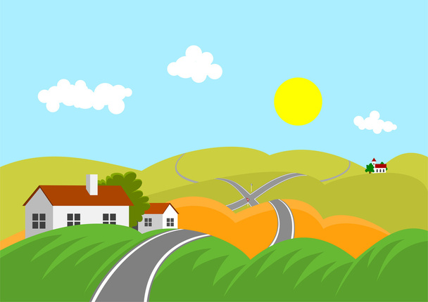 Landscape with road - Vector, Image