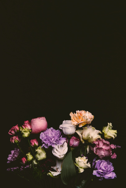beautiful tender fresh blooming flowers isolated on black  - Foto, Imagen
