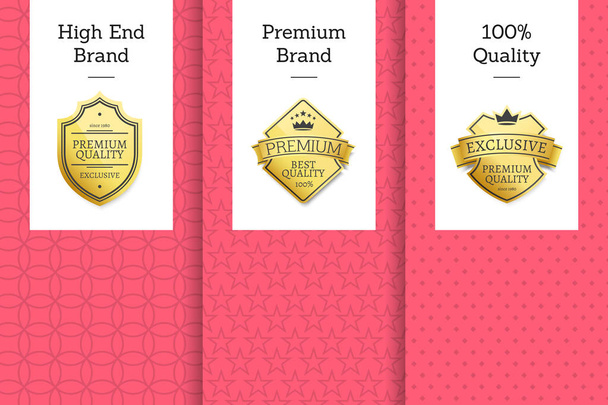 High End Brand Premium 100 Quality Golden Labels - Vector, Image