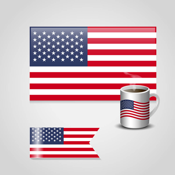 sada položek s vlajkami Usa, vektor, ilustrace   - Vektor, obrázek