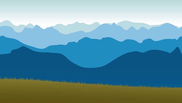 Beautiful panoramic view of the blue mountains. - Vector, Image