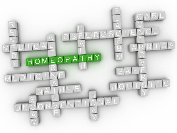 3d Homeopathy, alternative natural medicine word cloud sign. - Photo, Image
