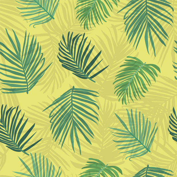 Tropical background palm tree leaf seamless pattern  - Vector, Image