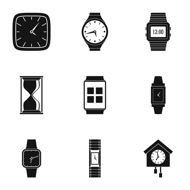 Timepiece icons set, simple style - Vettoriali, immagini