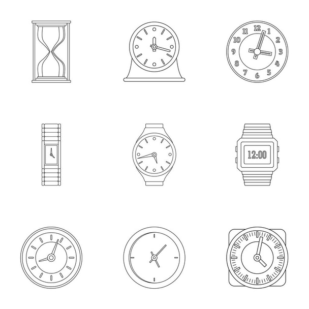 Timekeeper icons set, outline style - Vettoriali, immagini