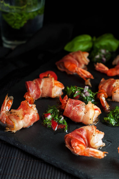 Zesty Marinated Bacon-Wrapped Shrimp - Photo, Image