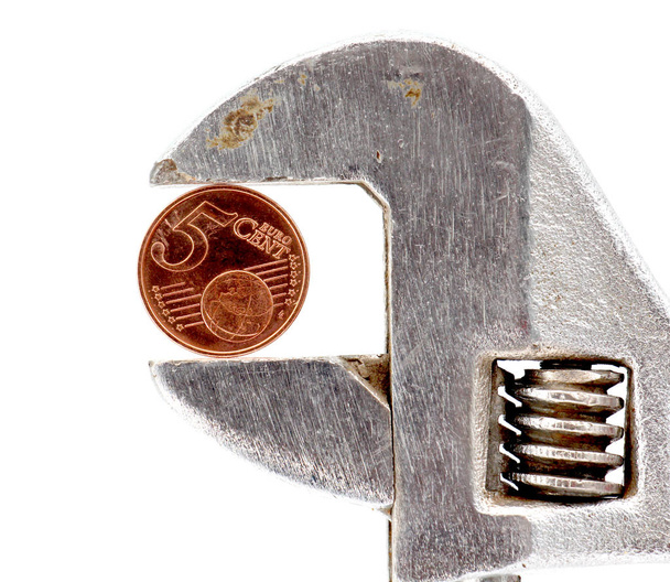 5 euro cent sikke üzerinde ayarlanabilir anahtarı preslenmiş - Fotoğraf, Görsel