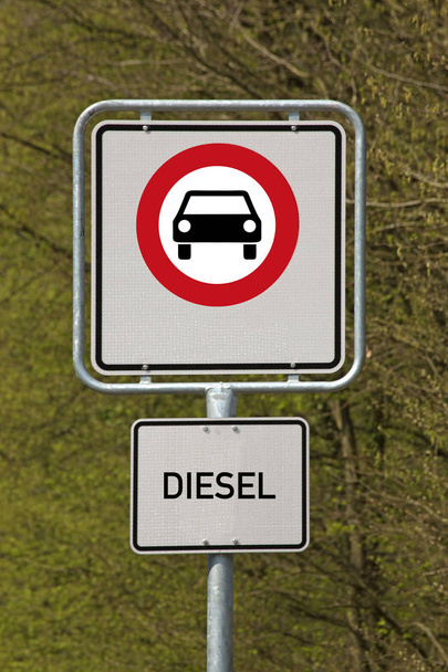 Traffic sign diesel driving prohibited, isolated on white - Photo, Image