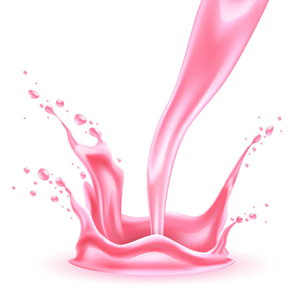 Vector realistic strawberry slice juice splash - Vektor, kép