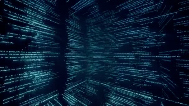 Espaço virtual com código em execução na forma de cubos
 - Filmagem, Vídeo