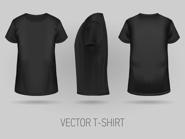 Black t-shirt template in three dimentions. - Vector, Image
