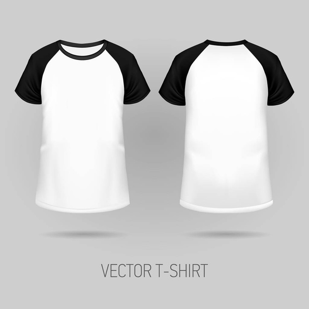 Raglan t-shirt with black short sleeve - Vector, afbeelding